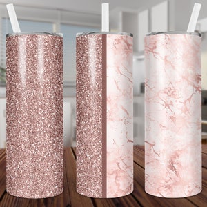 Pink Marble, Glitter, Rose Gold, Sublimation, Straight, Digital, PNG, Design,Download Only, Wrap, 20 Ounce, Skinny Tumbler