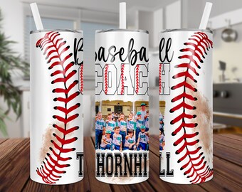 Personalized Baseball Coach Photo 20oz Tumbler Wrap (Digital PNG Download)