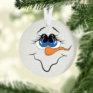 Snowman Face, Snow, Round, Digital, PNG, Design, Download, Door Hang, Ornament, Sublimation, Printable, Coaster, Round, Christmas, Wreath