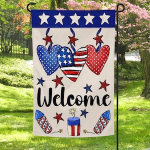 Vaterländisch, Amerikanische Flagge, 4.Juli, Dekoration, Garten Flagge, Zuhause, Willkommen, Sublimation, Digital, PNG, Design, Download, Bestseller