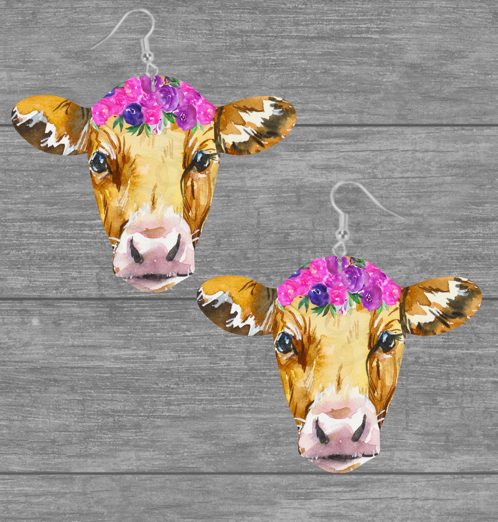 Cow Head Floral Earrings Keychain. Door Wall Hanger Etsy