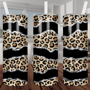 Cheetah Print, Striped, Glitter, Straight,Seamless, Sublimation, Digital, PNG, Design, Download for 20 oz Skinny Tumbler, Wrap