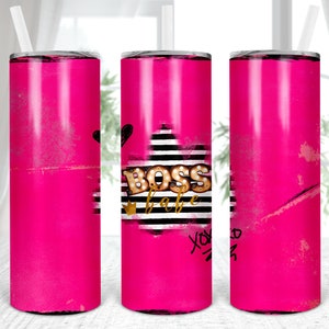 Boss Babe Pink Tumbler Design: Straight & Tapered (PNG Digital Download)