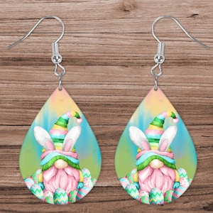 Gnome, Easter, Eggs, Colorful, Teardrop, Sublimation, Digital, PNG, Design, Download, Earring, Ornament, Badge Reel, Coaster, Tag