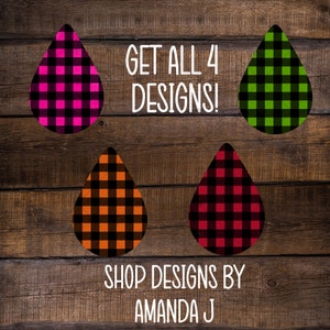 Plaid Teardrop Earring Design Bundle: Sublimation PNG (Digital Download)