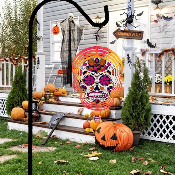 WindSpinner, Halloween, Skull, Spider, Pink, Spooky, Decoration, Sublimation, Design, Download Only, PNG, Print, Outdoor, Wreath Center