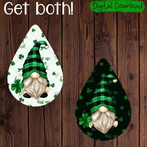 St Patrick&#39;s Day Gnome Teardrop Earring Design (Digital Download)