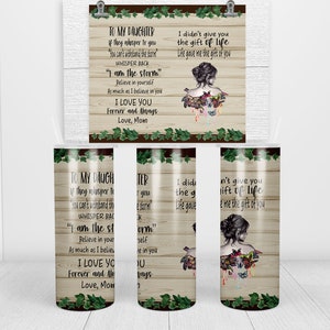 Para minha filha, borboleta, hera, poema, mãe, copo, embrulho, sublimação, apenas download, design, PNG, 20 onças, magro, copo