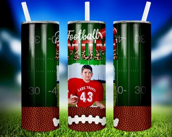 Custom Football Mom Photo 20oz Tumbler Wrap (PNG Digital Download)