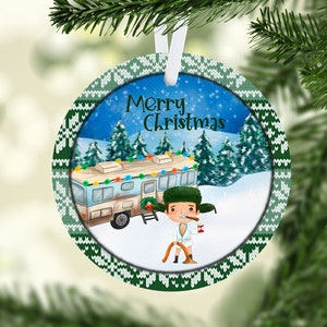Primo Eddie, RV, Engraçado, Griswald, Natal, Digital, PNG, Design, Download, Ornamento, Sublimação, Espaços em branco de Miki, Rodada de Natal
