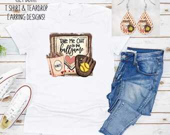 Softball Mom Design Bundle: T-Shirt & Teardrop Earring PNG (Digital Download)