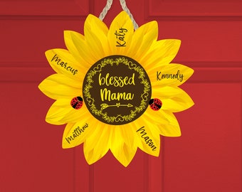 Blessed Mama, Sunflower,Sublimation, Digital, PNG, Design, Download, Mothers Day Gift, Earrings, Keychain, Door Hanger, Pillow, Tea Towel