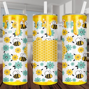 Bij, honing, bijenkorf, recht, 20 oz mager, beker, waterglijbaan, sublimatie, digitaal, sjabloon, png, ontwerp