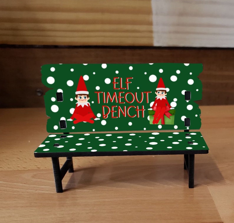 Bench Elf on the Shelf Timeout Tiered Tray Green Etsy