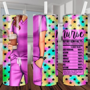 Infirmière, infirmière autorisée, valeur nutritive, gommages, sublimation, droit et conique, toboggan aquatique, numérique, PNG, design, téléchargement, gobelet mince 20 oz