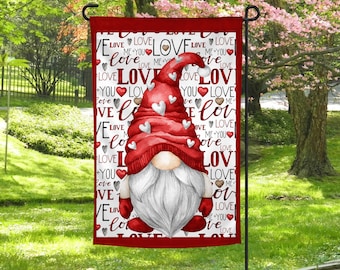 Amore, Gnomo, San Valentino, Febbraio, Bandiera da giardino, Sublimazione, Digitale, PNG, Design, Download, Stampa