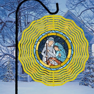 WindSpinner, Christmas, Nativity, Stained Glass, Decoration, Sublimation, Design, Download Only, PNG, Print, Outdoor, Ornament, Round
