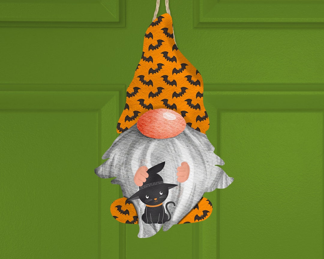 Halloween Bats Black Cat Gnome Sublimation Digital PNG - Etsy