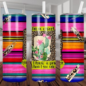 Serape, cheetah-print, cactus, prik, grappig citaat, recht, sublimatie, digitaal, png, ontwerp, download voor 20 oz magere beker, wrap