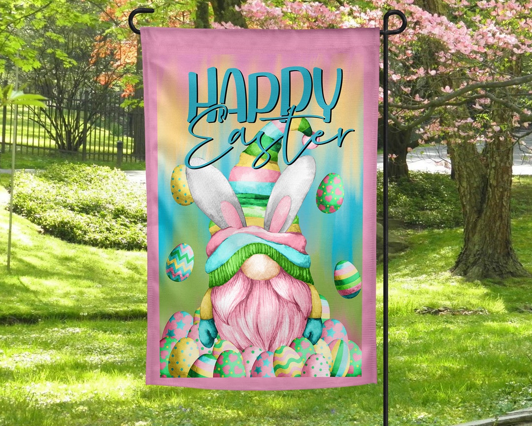 Easter, Gnome, Eggs, Bunny Ears, Rabbit, Garden Flag, Sublimation ...