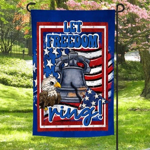 Patriótico, Anel da Liberdade, Exterior, Decoração, Bandeira de Jardim, Casa, Bem-vindo, Sublimação, Digital, PNG, Design, Baixar, Imprimir, Mais Vendido