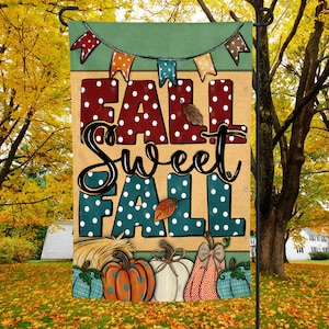 Fall Sweet Fall Garden Flag Design, Polka Dots, Pumpkin, Decoration, Garden Flag, Sublimation, Digital, PNG, Design,Download,Best Seller