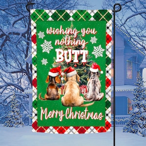 Kerstontwerp, ik wens je alleen maar fijne kerstdagen, honden, tuinvlag, sublimatie, digitaal, png, ontwerp, alleen downloaden, decoratie