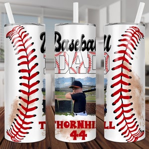 Papá del béisbol, Deportes, Foto, Personalizar, Recto, Sublimación, Digital, PNG, Diseño, Descargar, Vaso delgado de 20 oz, Envoltura, Tobogán acuático