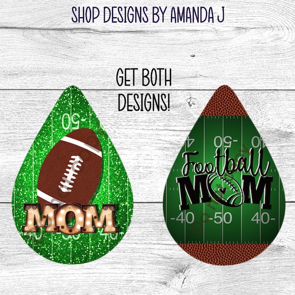 Football, Mom, Field, Glitter, Sports, Ball, School, Fall, Teardop, Bundle, Earring, Sublimation, Design, PNG, Download Only