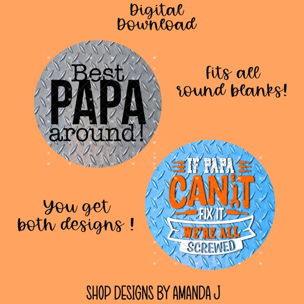 Papa, We’re Screwed, Father’s Day, Round, Car Coaster, Design, PNG, Sublimation, Download Only, Car Charm, Keychain, Badge Reel, Sign, Gift