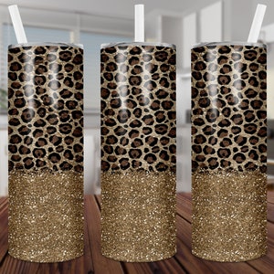 Leopard Print Glitter 20oz Skinny Tumbler Design (Digital Download)