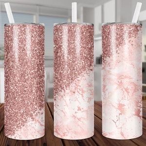 Rose Gold, Glitter, Marble,  Straight & Tapered, Sublimation, Digital, PNG, Design, Download,20 oz Skinny Tumbler