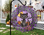 Wind Spinner, Halloween, Moon, Witchy, Black Cat, Decoration, Sublimation, Design, Download Only, PNG, Print, Outdoor, Fall, Wreath Center