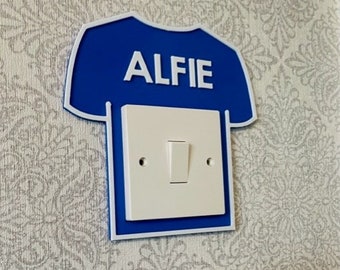 Personalised Football Shirt Light Switch Surround - Blue