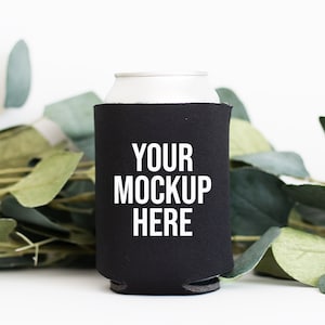 Black Can Cooler Mockup | Black Can Holder Mockup | Can Drink Sleeve | Wedding Can Cooler | Blank Drink Sleeve | Blank Can Holder Mockup