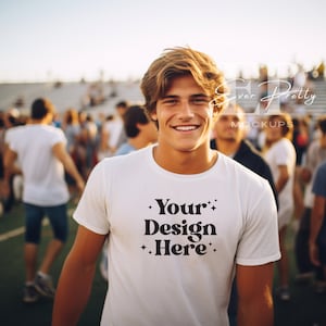Football Tshirt Mockup Game Day Shirt Football Teen T-Shirt Mockup White Bella Canvas 3001 Football Mockup Sports Teen Tshirt Mockup