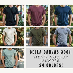 Bella Canvas 3001 T-Shirt Mockup Bundle Male BC3001 TShirt Mock-up Bundle Bella Canvas 3001 Mock Male T-Shirt Mockup Male Mockup Bundle