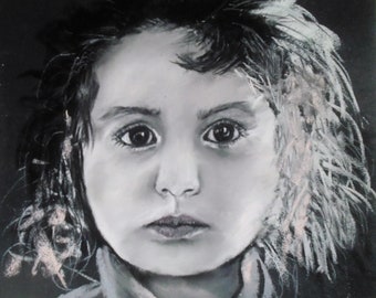 Innocence, Pastel Portrait Drawing of Young Girl, 2018, Child's portrait
