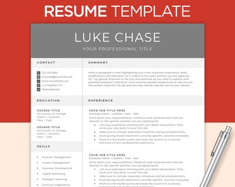 Resume Template Word, Resume Design, Apple Pages Resume, Professional Resume, CV Template, Modern Resume, Minimalist Resume, CV Resume