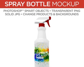 Spray Bottle Mockup & Template - Colour/Black/White | Smart Object PSD, JPG, PNG formats | 1 Angle, Layered | Add your own image | V1