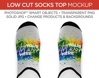 Low Cut Socks Top Mockup & Template - | Smart Object PSD, JPG, PNG formats | 1 Angle, Layered, Editable | Add your own image | V1
