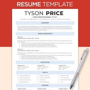 Resume Template Word, Resume Design, Apple Pages Resume, Professional Resume, CV Template, Modern Resume, Minimalist Resume, CV Resume