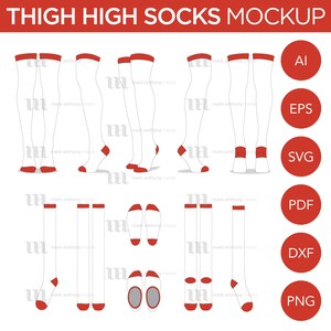 Download Thigh High Socks Mockup And Template 11 Angles Layered Etsy