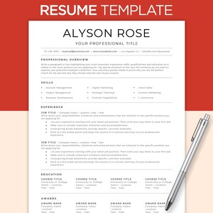 Resume Template Word, Resume Design, Apple Pages Resume, Professional Resume, CV Template, Modern Resume, Minimalist Resume, CV Resume