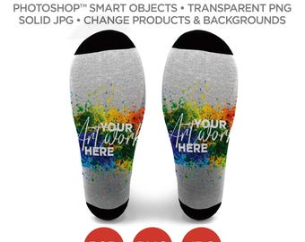 Low Cut Socks Bottom Mockup & Template - | Smart Object PSD, JPG, PNG formats | 1 Angle, Layered, Editable | Add your own image | V1