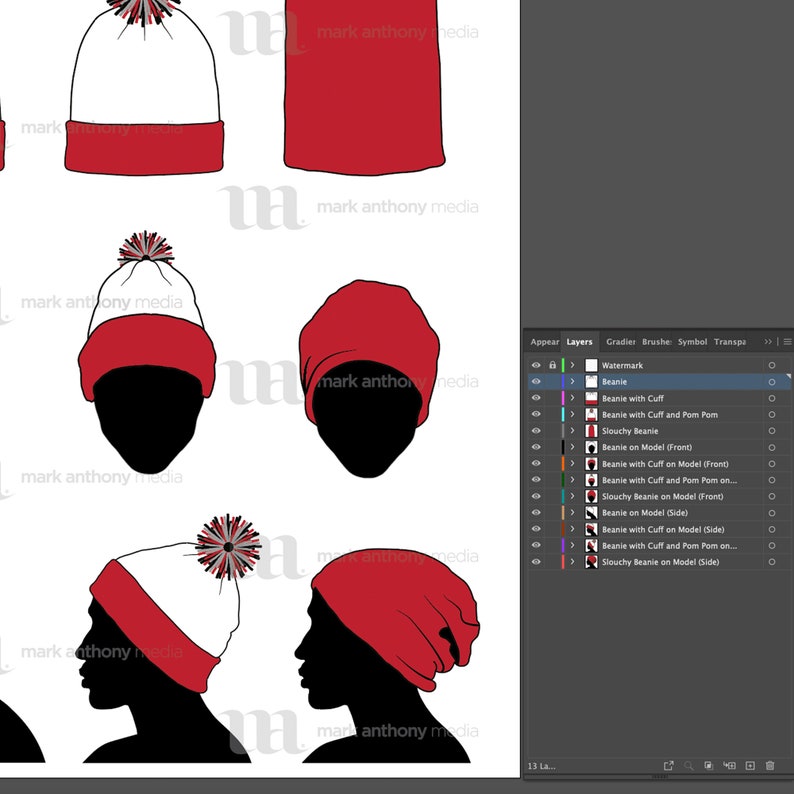 Download Beanie Toque Knit and Winter Hat Mockup and Template 12 | Etsy