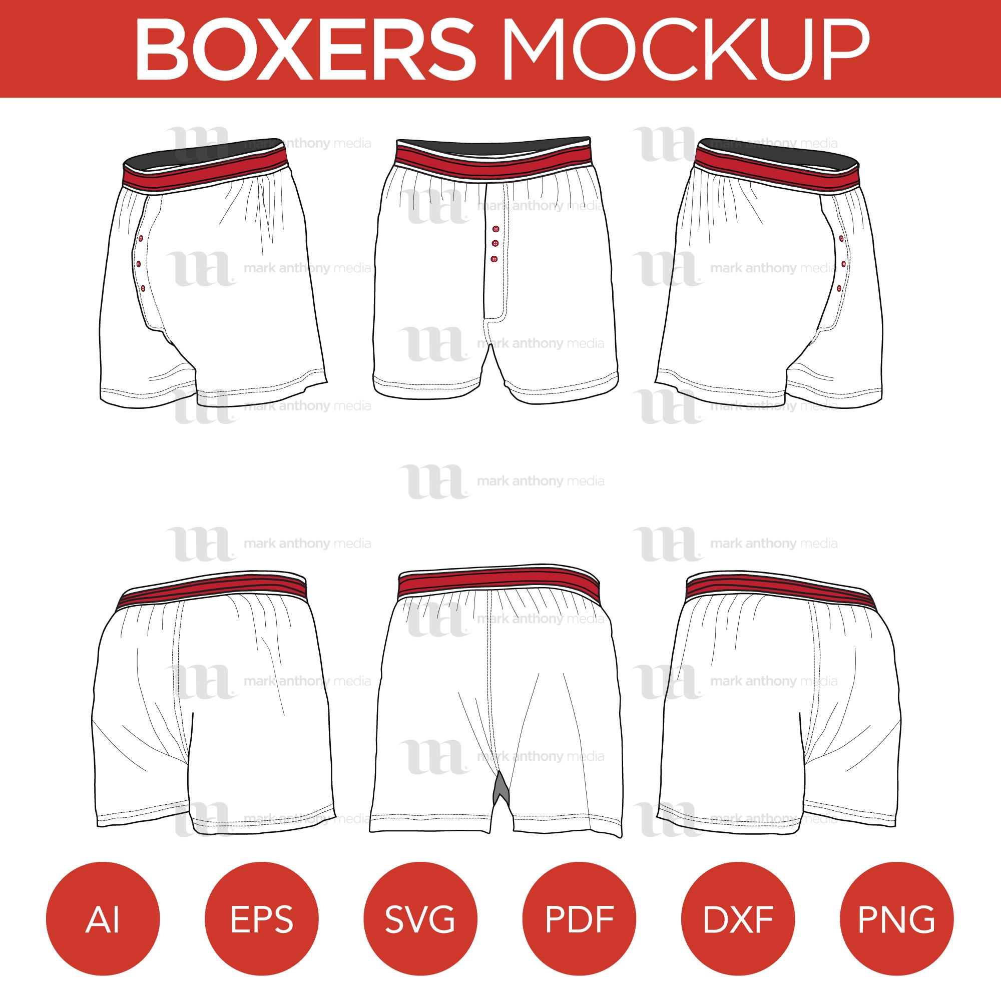 Boxers - Mockup and Template - 6 Angles, Layered, Detailed and Editable ...