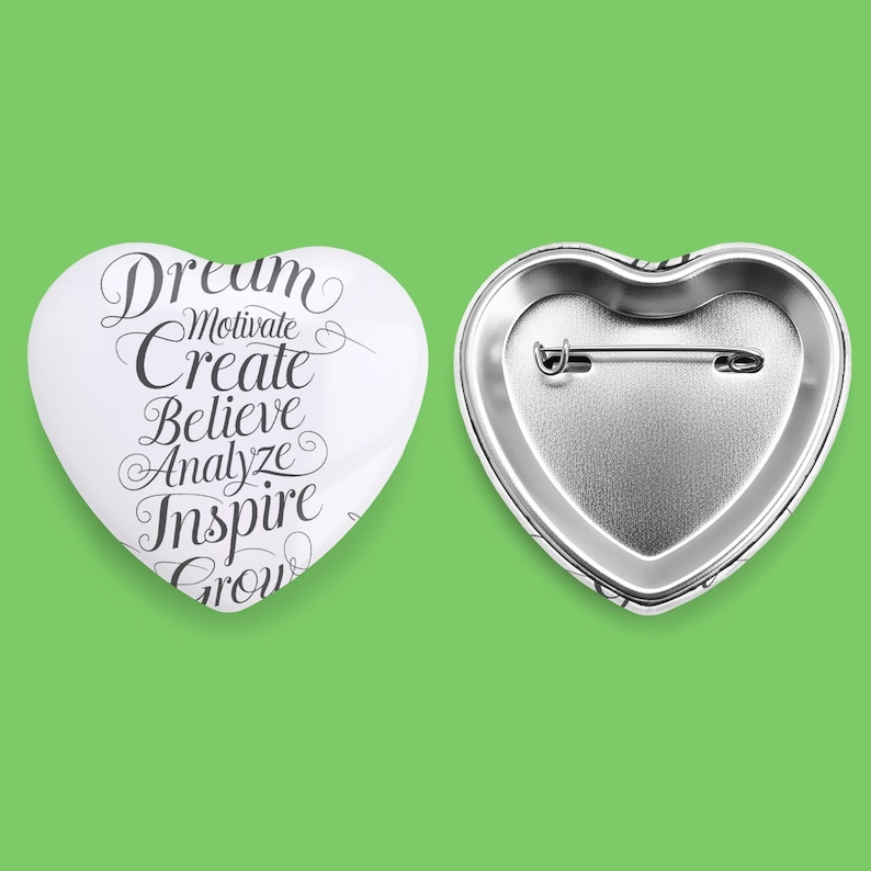 Heart Shaped Button Pin Back Mockup & Template | Smart Object PSD, JPG ...