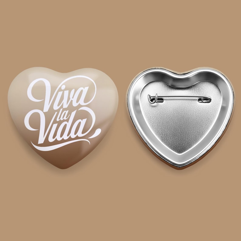 Heart Shaped Button Pin Back Mockup & Template | Smart Object PSD, JPG ...