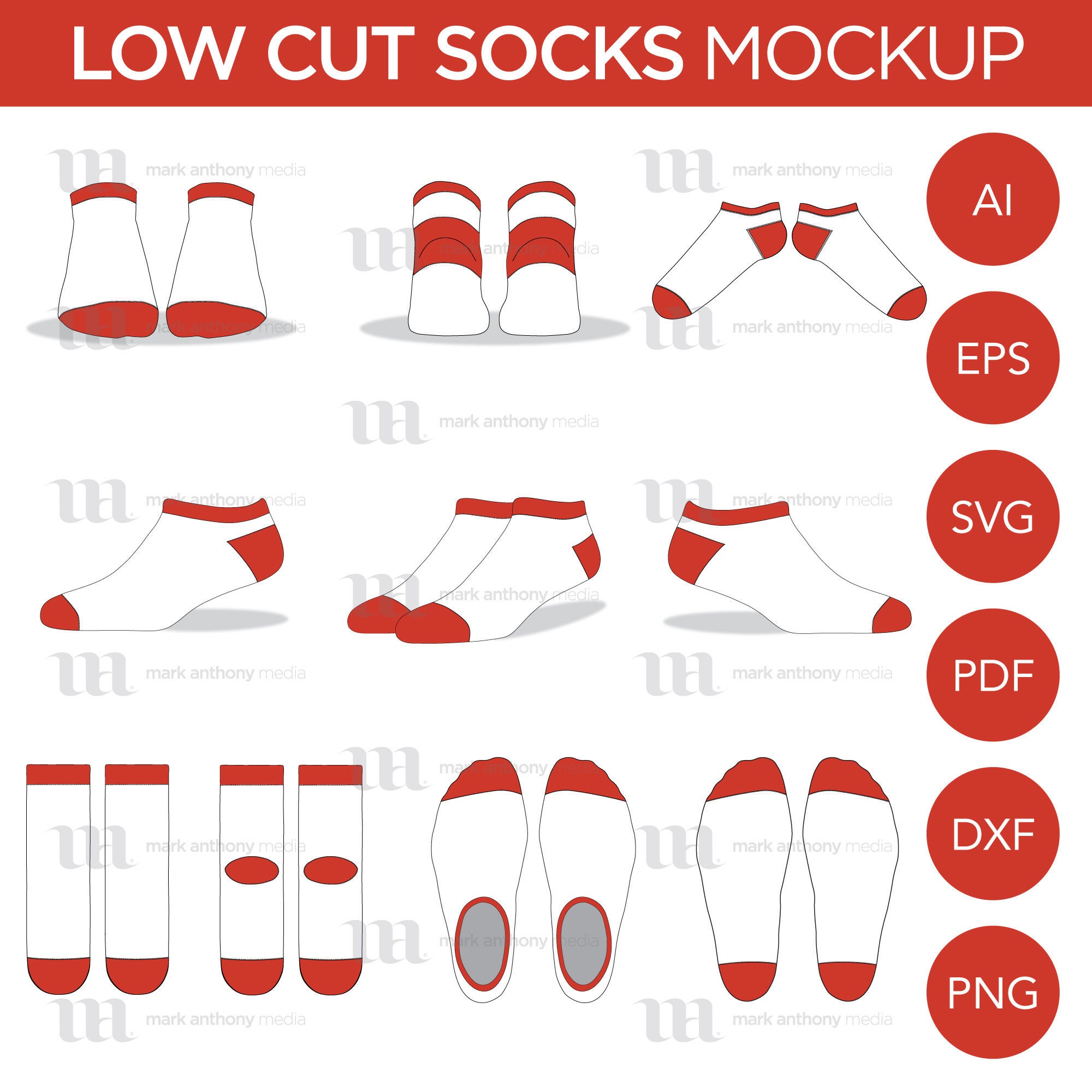 Download Low Cut Ankle Socks Mockup And Template 11 Angles Etsy